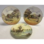 A pair of Royal Doulton series ware coaching scenes plates together with a Royal Doulton Home Waters