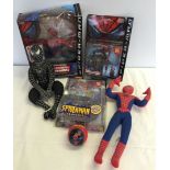 A small collection of Spider-Man toys to include Sound Activates Drop & Crawl Spider-Man.