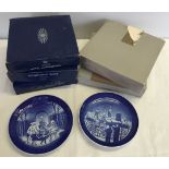 5 Royal Copenhagen boxed Christmas plates with certification.