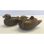 2 early 20th century lacquer Mandarin duck lidded pots