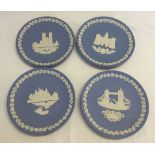 4 Jasperware Wedgwood christmas plates. 1973,1974,1975,1977.