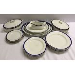 3 meat platters with 2 lidded tureens and a gravy boat. Bleu de Roi by Alfred Meakin together with 6