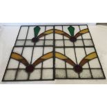 4 1930s Art Deco lead light window panes.