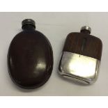 2 vintage leather bound hip flasks.