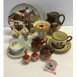 A box of assorted ceramics to include Royal Doulton Earthenware jug, Copeland Spode plate & James