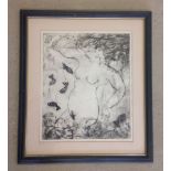 Nude charcoal print, indistinctly signed in pencil Helen Bees… 49 x 40cm. Framed & glazed