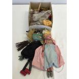 2 Pelham Puppets in need of restoration, Witch and Fairy. Together with a box of string puppet