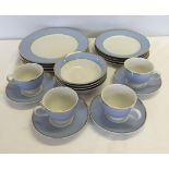 A quantity of Doulton tea & dinnerwares with gold rims comprising; 4 dinner plates, 4 side plates, 4