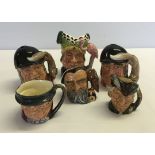 6 small Royal Doulton character jugs comprising: Ugly Duchess, 2 x Gone Away, Tony Weller,