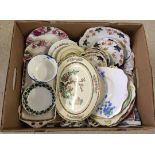 A box of assorted Victorian & Art Deco ceramic teaware plates, sandwich plates and serving plates.