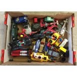 A box of playworn TV & film related diecast vehicles.