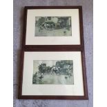 A framed and glazed pair of Cecil Aldrin coaching scene prints, approx 39x23cm