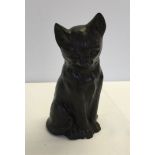 A handcast sculpture of a black cat made from 500 million year old slate by Celtic Castings.