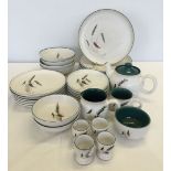 A quantity of Denby table wares in the "Greenwheat" pattern comprising; 6 dinner plates, 6 side