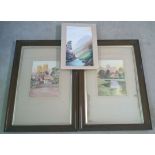 3 watercolours comprising:- 2 cathedral scenes, both indistinctly signed and dated '29. 35 x 25 (