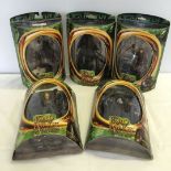 5 boxed Lord of the Rings figures from 'The Fellowship of the Ring': Gandalf, Gimli, Witch King