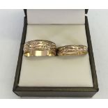 Matching pair of ladies & gents 9ct gold wedding rings. Gents size R and ladies size O. Total weight