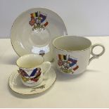 A small quantity of ceramic commemorative ware to include a large cup & saucer with 'For Right and