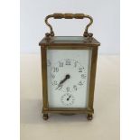 A French brass carriage clock with alarm c1930s.