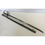 An 1821 pattern light cavalry sword with 31.5" blade with wire bound fishskin grip, unmarked, in