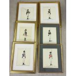 6 prints of Napoleonic London Militia soldiers. Framed and glazed c 1960-70's, regimental