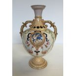 A Victorian Longtons Etruscan 2 handled vase. Chip on one handle.