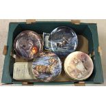 A box of collectors plates with animals on to include Royal Worcester with CoA, Royal Doulton