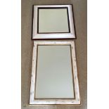 2 wooden white framed mirrors.