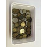 Box of world coins.