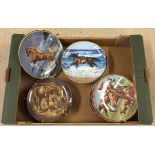 A box of collectors plates with horses on to include Royal Worcester, Kaiser and Danbury Mint,