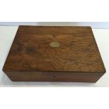 A 1920s oak box with RAF presentation plaque. 'Flying officer A. McDonald RAF from The Officers