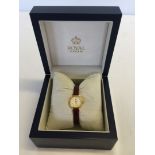 A ladies boxed Royal London quartz watch with leather strap.