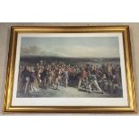 An original coloured print from the engraving 'The Golfers' 1850 match at St Andrews by Charles Lees