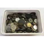 Box of world coins.