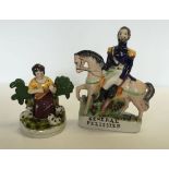 2 pieces of Staffordshire General Pellisier & Shepherdess.