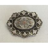 Pretty hallmarked silver sweetheart brooch with rose gold highlights. HM Birmingham 1911, makers