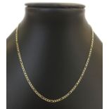 Fancy 9ct gold chain necklace. Approx weight 1.4g. Measures 16".