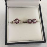 Ladies diamond and ruby dress ring with matching earrings. Ring size Q. Total weight of set approx