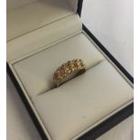 9ct gold dress ring with woven design to front, weight approx 2.5g. Size N.