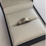 9ct white gold wedding band, size J, approx weight 2.4g.