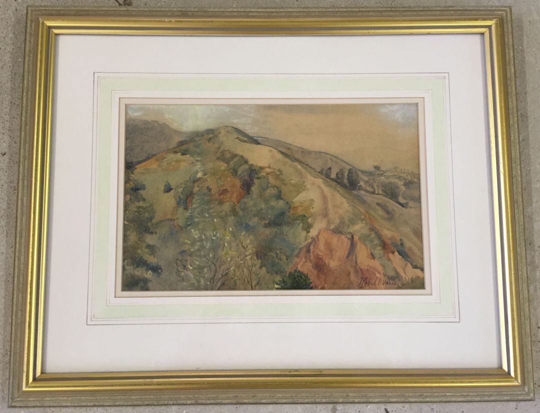 Framed & glazed watercolour of Continental Landscape by Mable Varley. 33 x 20cm