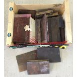 A box of copper book printing plates to include Norfolk scenes.