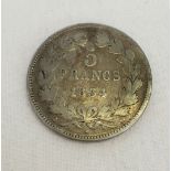 1834 silver 5 Franc coin.