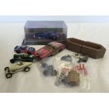 Mixed box of diecast and various spare parts including Dinky 100 Lady Penelopes FAB 1 Rolls,