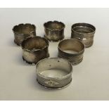 6 HM silver napkin rings - 3 matching design with names engraved and 3 others. Total weight approx