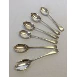 Set of 6 silver teaspoons with decoration to handles. Hallmark Sheffield 1928, total weight approx