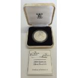 2000 Guernsey silver proof £5 coin in original box with certificate.
