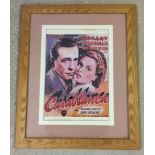 A modern framed & glazed Casablanca film poster.