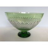 A large Waterford Crystal Emerald green footed bowl 33cm (13") diameter and 21cm (8.5") tall.