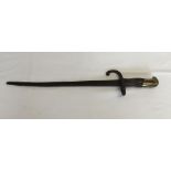 A circa WW1 bayonet with wooden and brass handle.